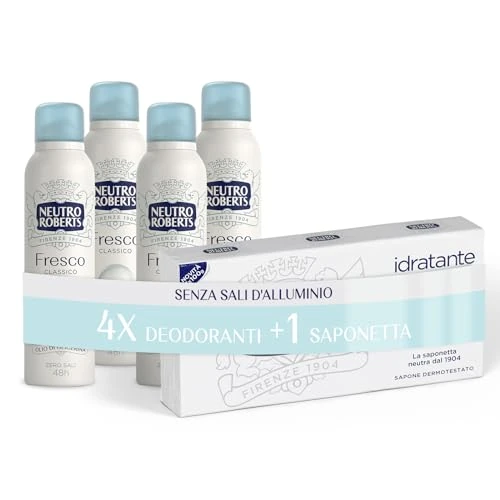 Limitiertes Angebot: Neutro Roberts, Klassisches frisches Deodorant Spray, keine Aluminiumsalze, keine Flecken, mit reinem Glycerinöl, Deodorant für Damen und Herren, dermatologisch getestet, 48h - 4 Stück à 150 ml von 26.84 EUR auf 26.84 EUR (Spare 0%)