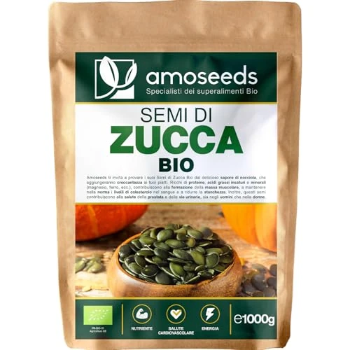 Offerta a tempo: Semi di Zucca BIO 1kg | Cucurbita pepo di Europea | Non Tostati, Senza Sale - 42% da 24.87 € a 14.44 €