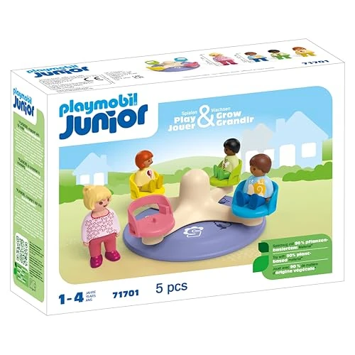 Offerta a tempo: Playmobil Junior 71701 Giostra per bambini, inclusi sedili girevoli, giocattolo sostenibile realizzato in plastica a base vegetale, giocattolo per bambini dai 12 mesi in su - 25% da 17.99 € a 13.49 €