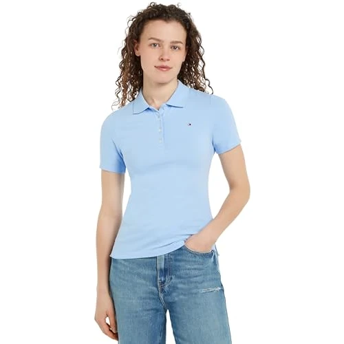 Offerta a tempo: Tommy Hilfiger Donna Maglietta Polo Maniche Corte Slim Fit, Blu (Vessel Blue), XXS - 0.00% da 33.26 € a 33.26 €
