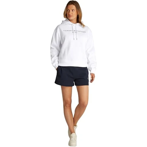 Limitiertes Angebot: Tommy Hilfiger Damen Hoodie mit Logo, Weiß (Th Optic White), XS von 119.90 EUR auf 83.93 EUR (Spare 30%)