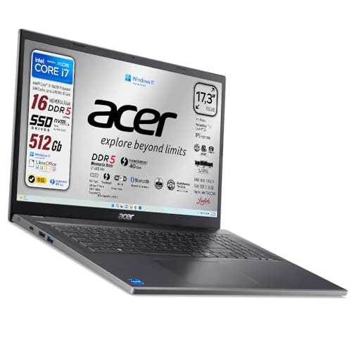 Offerta a tempo: Acer Notebook Aspire, Display 17.3" FullHD IPS, Intel Core i7-13620H, DDR5 - 0.00% da 889.00 € a 889.00 €