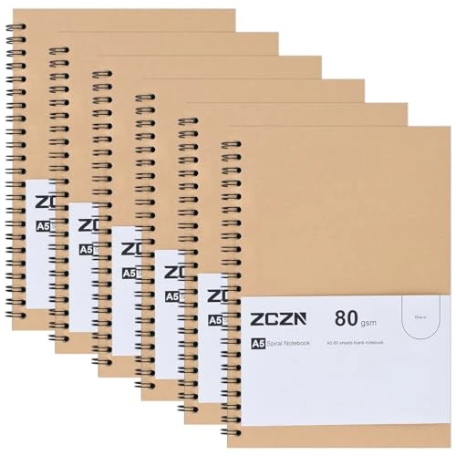 Offerta a tempo: ZCZN-Quaderno Appunti a Spirale,Taccuino a Bianco, Formato A5 - 33% da 17.99 € a 11.99 €