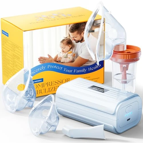 Tijdelijke aanbieding: Ultrasone verstuiver met stille compressor - Areosol voor kinderen en volwassenen, mondstuk en masker, verlicht effectief systemische ziekten, instelbare verstuivingssnelheid van 36.99 EUR naar 21.79 EUR (korting 41%)