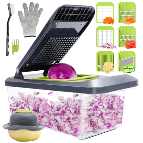 Offerta a tempo: Affettatrice Mandolina per Verdure Professionale - Affetta Verdure Multifunzione con 6 Lame, Guanti di Sicurezza, Taglia Verdure Julienne Manuale - 0.00% da 29.98 € a 29.98 €