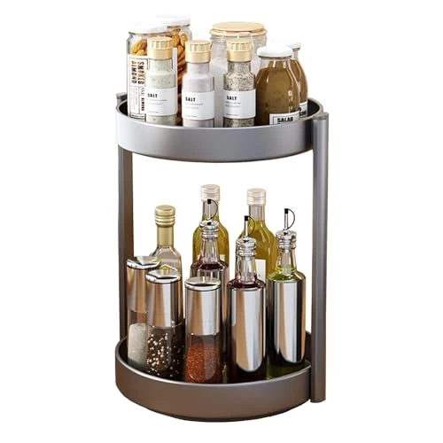 Oferta ograniczona: Obrotowy Stojak na Przyprawy, 2-Poziomowy Gramofon Lazy Susan, Organizer do Makijażu i Szafki, Metalowe Stojaki do Kuchni, Spiżarni, Stołu, Łazienki z 54.11 EUR na 54.11 EUR (znizka 0%)