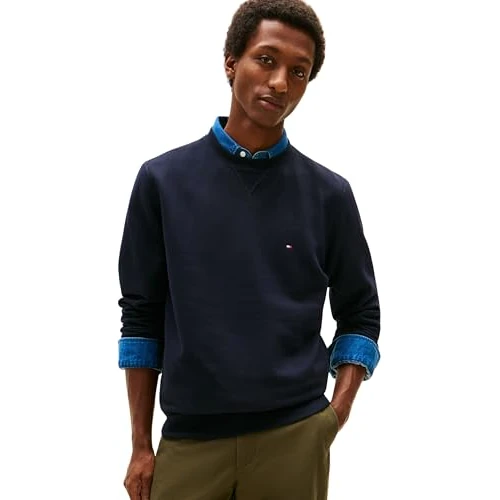 Offre limitee: Tommy Hilfiger Sweat Homme Essential Fleece Crew Neck Regular Fit, Bleu (Desert Sky), S de 99.90 EUR a 83.93 EUR (economie 16%)