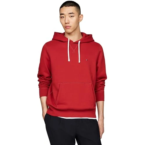 Offerta a tempo: Tommy Hilfiger Uomo Felpa con Cappuccio Essential Fleece Regular Fit, Rosso (Dark Magma), 3XL - 31% da 99.90 € a 69.22 €