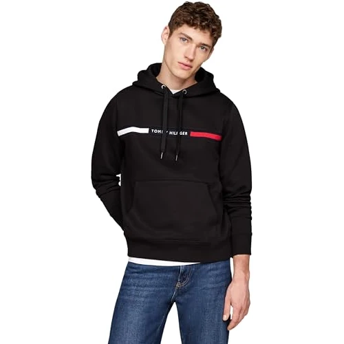Tommy Hilfiger Heren Borst Insert Hoodie met Kangoeroe Pocket, Zwart (zwart), 3XL grote maten
