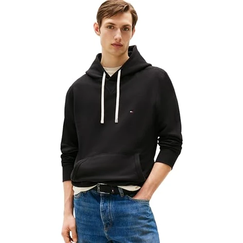 Limited-time offer: Tommy Hilfiger Men’s Essential Regular Fit Fleece Hoodie, Black (Black), S from 90.00 GBP to 58.44 GBP (save 35%)