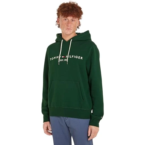 Tommy Hilfiger Men's Tommy Logo Hoodie, Green (Ornamental Green), XS