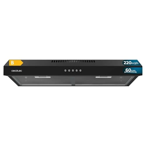 Cecotec 60 cm Szerokość Bolero Flux CM 602200 Black B. Moc ssania 220m3/h, Silnik 70W, niskie zużycie energii, sterowanie mechaniczne, 3 poziomy mocy, Wykończenie w kolorze czarnym