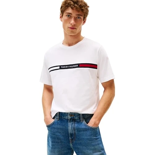 Offerta a tempo: Tommy Hilfiger Uomo T-Shirt Maniche Corte Scollo Rotondo, Bianco (White), XXL - 40% da 49.90 € a 29.95 €