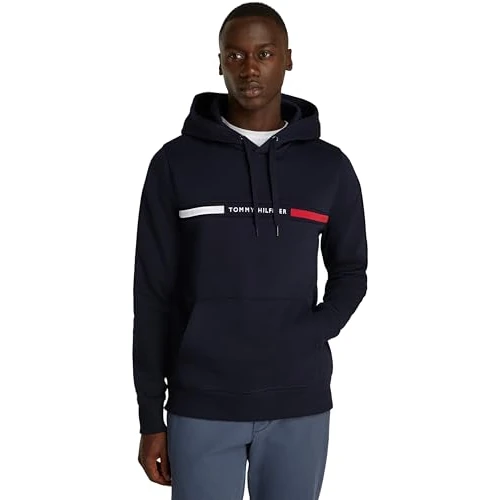 Tommy Hilfiger Men’s Chest Insert Hoodie with Kangaroo Pocket, Blue (Desert Sky), XL