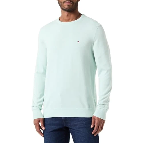 Tommy Hilfiger Jersey Hombre Essential Cotton Crew Neck de algodón, Turquesa (Minty Essence), 3XL