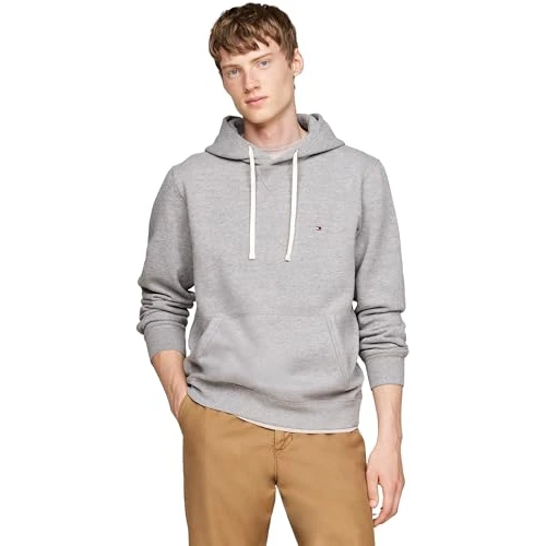 Offerta a tempo: Tommy Hilfiger Uomo Felpa con Cappuccio Essential Fleece Regular Fit, Grigio (Medium Grey Heather), M — 41% da 99,90 € a 58,61 €