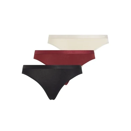 Calvin Klein Women's 3 Pack Bikini Briefs Underwear, Multicolor (Black/Cocoon/Syrah), XL