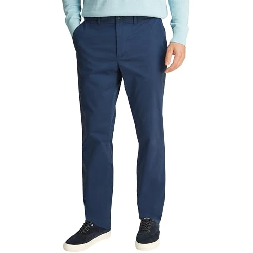 Tommy Hilfiger Uomo Pantaloni Chino Denton Chino Satin Straight Fit, Blu (Aegean Sea), 33W/36L