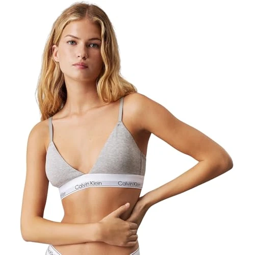 Calvin Klein Women’s Triangle Bralette with Removable Padding, Grey (Grey Heather), XS