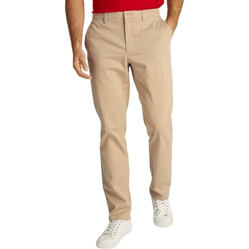 Tommy Hilfiger Chino Hombre Denton Chino Satin Straight Fit, Beige (Batique Khaki), 28W/36L