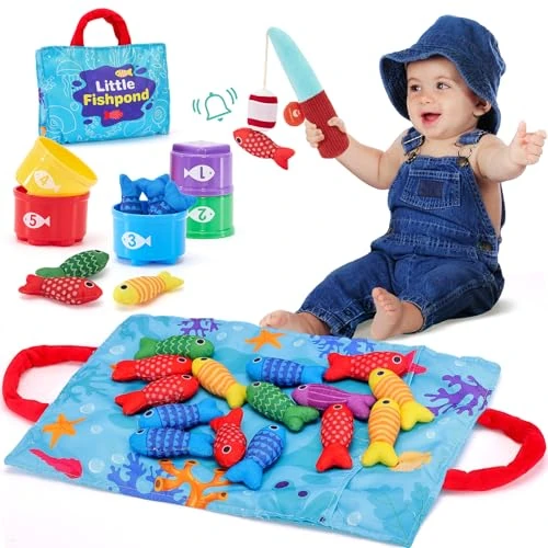Offre limitee: hahaland Jouet Bebe 1 an, Jeux Montessori Pêche a la Ligne pour Enfant 1 2 3 Ans Fille Garçon Jouet Bebe 6 Mois Cadeau pour Bébé 1 an Enfant 1 2 3 Ans de 26.99 EUR a 24.99 EUR (economie 7%)
