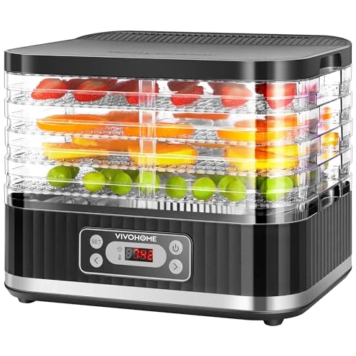 Offerta a tempo: VIVOHOME Essiccatore Elettrico con 5 Vassoi 400W con Timer Digitale 72 Ore e Regolazione Della Temperatura per Frutta Verdura Carne Secca Erbe Manzo Funghi - 20% da 94.99 € a 75.99 €