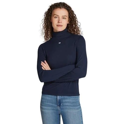 Tommy Jeans Damen Pullover Essential Turtle Neck Rollkragenpullover, Blau (Dark Night Navy), 3XL