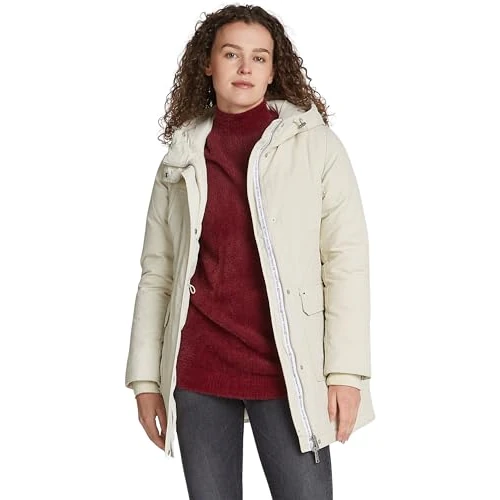 Offerta a tempo: Tommy Jeans Donna Parka con Cappuccio, Avorio (Newsprint) — 28% da 279,90 € a 202,33 €