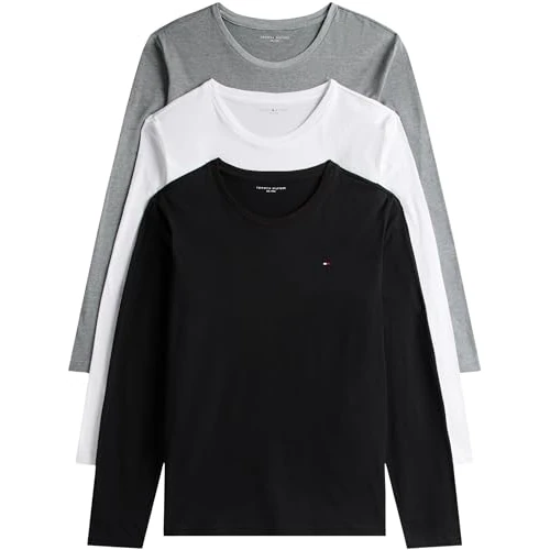 Tommy Hilfiger Męska koszulka 3P Ls UM0UM03378, inna bielizna, biała, M, Biały (biały/czarny/szary wrzosowy), M