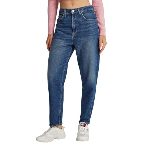 Oferta limitada: Tommy Jeans Vaqueros Mujer Mom-Fit Tapered Fit, Azul (Denim Dark), 24W/28L de 99.90 EUR a 54.95 EUR (ahorro 45%)