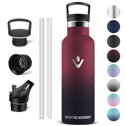 Offre limitee: Vikaster Bouteille - Thermos 0.5l, Gourde Avec Paille, Gourdes Sans BPA, Gourde Enfant & Adulte pour Sport, école, Bureau, Gym, Voyage, Rouge - Noir de 16.38 EUR a 16.38 EUR (economie 0%)
