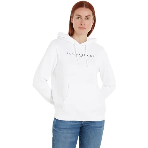 Offerta a tempo: Tommy Jeans Donna Felpa Regular Fit con Cappuccio, Bianco (White), XXS - 43% da 89.90 € a 51.53 €