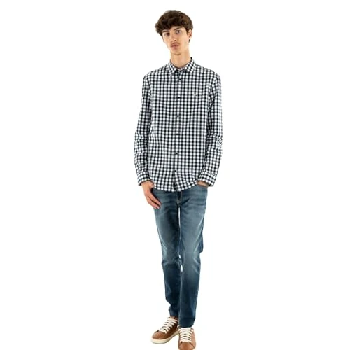 Limited offer: Tommy Jeans Men's TJM Reg Poplin Check Shirt Dm0dm19655 L/S Shirt (Pack of 1) from 79.90 EUR to 55.07 EUR (save 31%)