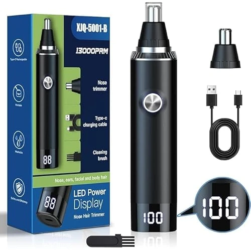 Offerta a tempo: Brigin TagliaPeli Naso e Orecchio professionale Indolore,Rimozione dei capelli resistente acqua USB ricaricabile,Foglio a doppio bordo impermeabile facile da pulire - 0.00% da 17.99 € a 17.99 €
