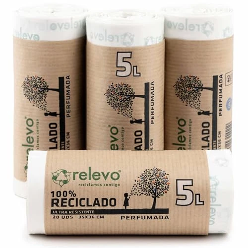 Offre limitée : Relevo Sacs-Poubelle 5L – Petits Sacs de Poubelle en Plastique 100% Recyclé de 30 µm (Microns). Sacs-Poubelle Parfumés, Parfaits comme Sacs pour Déchets Alimentaires, Lot de 4 x 20 unités de 7.99 € à 7.99 € (0.00% de remise)