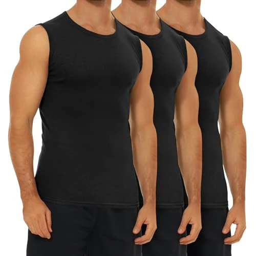 Zeitlich begrenztes Angebot: FALARY Tanktop Herren Schwarz Unterhemd 3er Pack Tank Top Baumwolle Feinripp 5XL von 20.99 € auf 17.84 € (15% Rabatt)