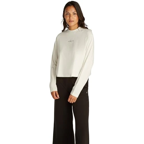 Offerta a tempo: Calvin Klein Donna Maglietta Maniche Lunghe Loose Tee Oversize Fit, Bianco (Ivory), XXL - 37% da 49.90 € a 31.53 €