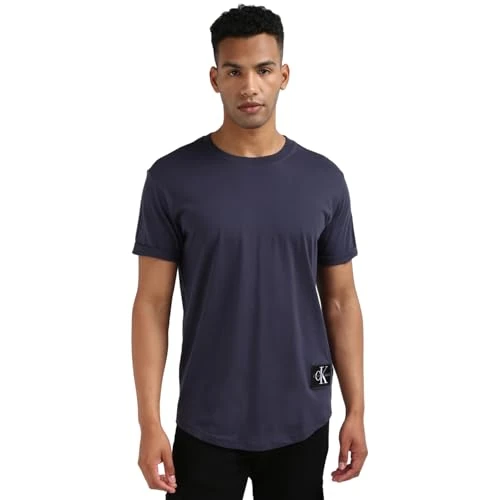 Oferta limitada: Calvin Klein Camiseta de Manga Corta para Hombre Badge Turn Up Sleeve Cuello Redondo, Azul (Ink), XXS de 34.90 € a 34.90 € (ahorro 0.00%)