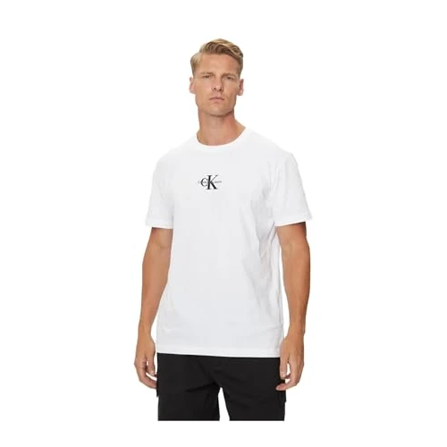 Calvin Klein Jeans Men's Monologo Short Sleeve Round Neck T-Shirt, White (Bright White), XL