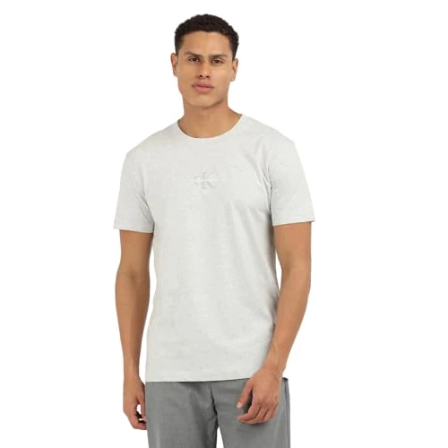 Limitiertes Angebot: Calvin Klein Herren T-Shirt Kurzarm Monologo Rundhalsausschnitt, Ivory Grey Heather (Grau), 3XL von 21.11 EUR auf 21.11 EUR (Spare 0%)