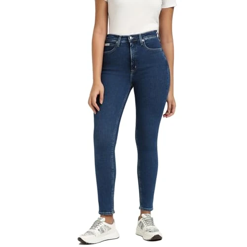 Calvin Klein Donna Jeans High Rise Ankle Skinny Fit, Blu (Denim Medium), 27W