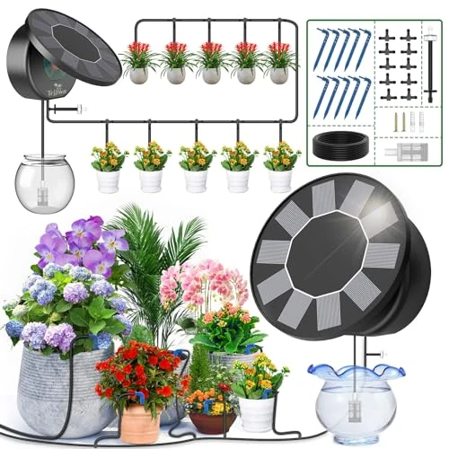 Oferta limitada: TRJZWA Sistema de Riego Solar para Jardín,Riego por Goteo Automatico Kit Solar con 9 Programas de Riego Manguera de 10 m para Jardín/Plantas de Balcón/Plantas en Macetas al Aire Libre de 29.99 € a 21.86 € (ahorro 27%)