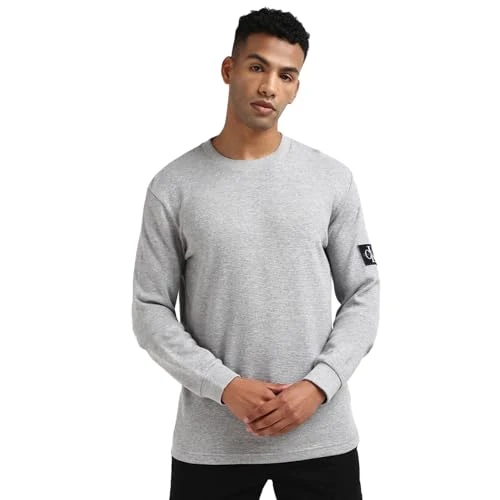 Zeitlich begrenztes Angebot: Calvin Klein Herren Langarmshirt Badge Waffle Basic, Grau (Gray Heather), XXS von 34.26 € auf 34.26 € (0.00% Rabatt)
