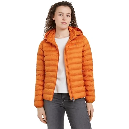 Tommy Hilfiger Women's Global Stripe Transitional Padded Jacket, Orange (Autumn Orange), M