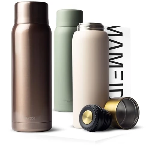 Offerta a tempo: MAMEIDO Bottiglia termica acqua calda con tazza 1 litro, borraccia termica in acciaio inox, borraccia per tè calda fino a 12 ore, anti-perdita senza BPA (Rosé Quartz) - 60% da 34.99 € a 13.98 €