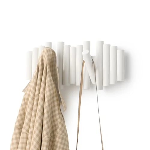 Tijdelijke aanbieding: Umbra Picket Perchero de Pared Madera, 5 Ganchos Abatibles, Wit van 50.00 € naar 34.00 € (32% korting)