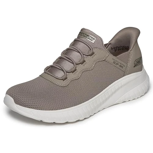 Skechers Women's Bobs Squad Chaos Daily Inspiration Slip-On Sneakers, Taupe Knit, 8 UK Wide