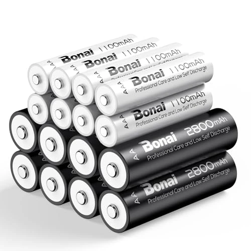 Limitiertes Angebot: BONAI Akku 8XAA und 8XAAA 2800/1100mAh Wiederaufladbare Batterien hohe Kapazität 1,2V AA/AAA NI-MH Aufladbare Akkubatterien geringe Selbstentladung von 17.99 EUR auf 17.99 EUR (Spare 0%)