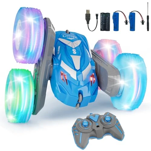 Cocopa Coche teledirigido para niños con luz, Juegos niños 4 5 6 7 8 9 años, Regalo niño 3-12 niños Regalos Juguetes Navidad cumpleaños Coche teledirigido 4x4 camión Juegos Exterior (Azul)