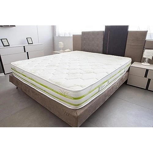 Materassi Russo - Matelas à mémoire de forme 120 x 190 cm, hauteur 20 cm, orthopédique, anti-acariens, hypoallergénique et antibactérien, tissu extérieur en aloe vera (120 x 190)